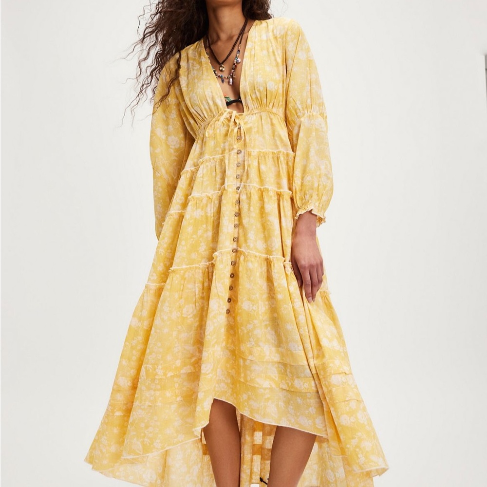 Free People Yellow Floral Maxi Dress
